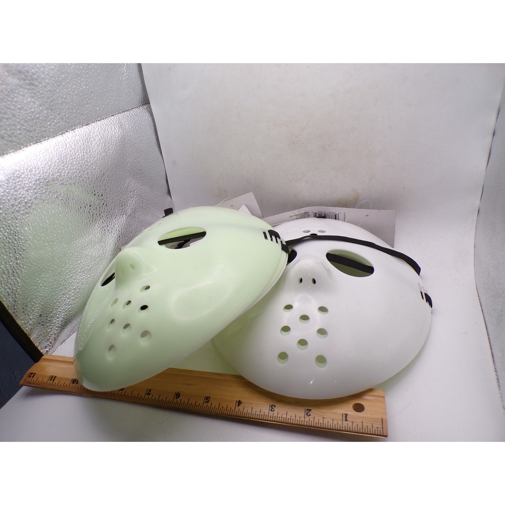 Dolgencorp Glow in the Dark Hockey Mask Set of 5 White Green Horror Costume Prop